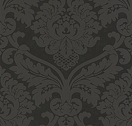 Tapetenshop Tapete schwarz Ornament Barock Muster Klassisch Floral kaufen Schlafen Wohnen Diele Flur