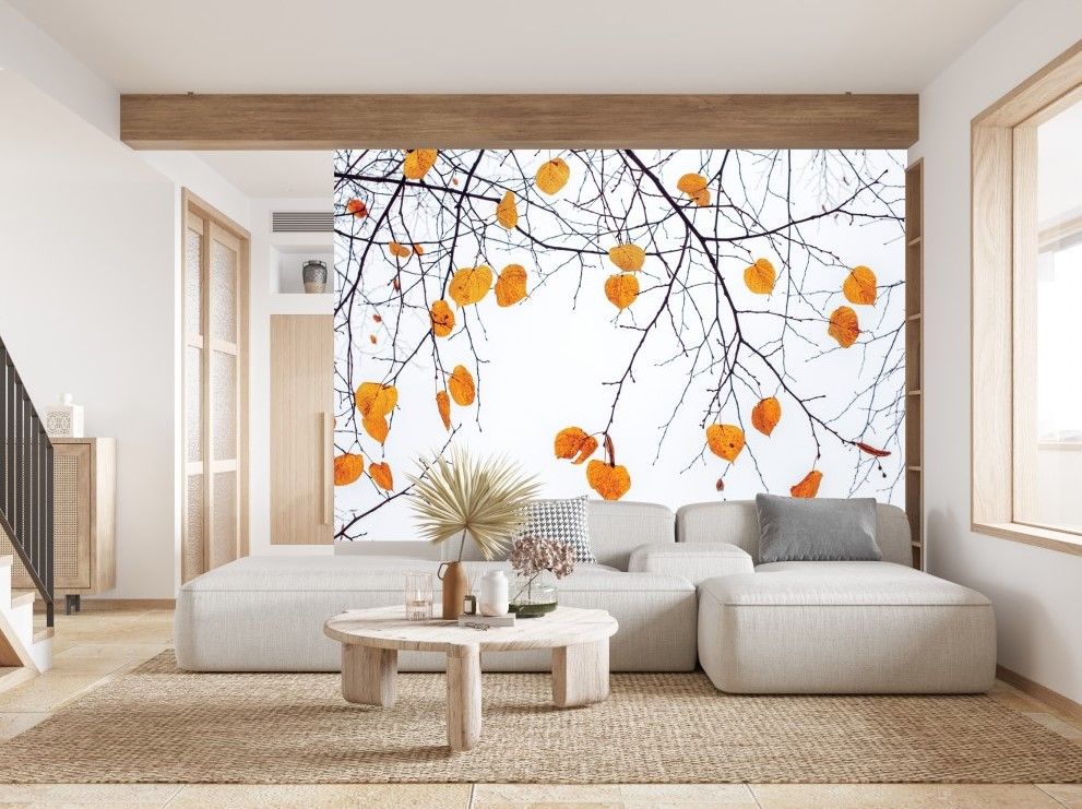 Fototapete Natur Baum mit Herbstblättern im Wohnzimmer