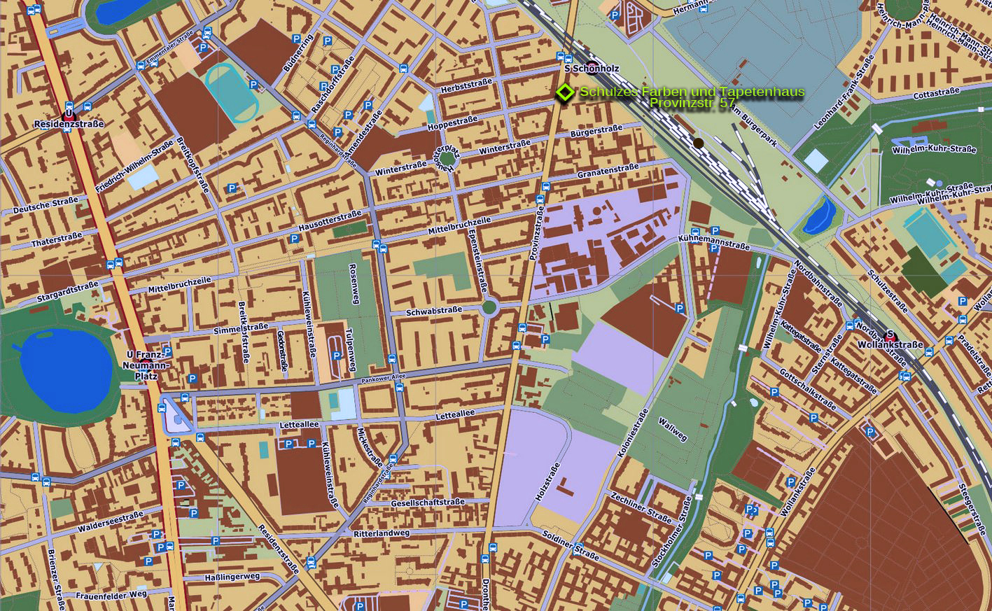 Anfahrt zum Geschäftt Provinzstr 57 in 13409 Berlin